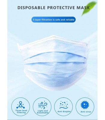 Disposable Protective Face Masks (Boxes of 50)