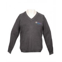 Kingswood Academy V Neck Sweater with School logo Grey