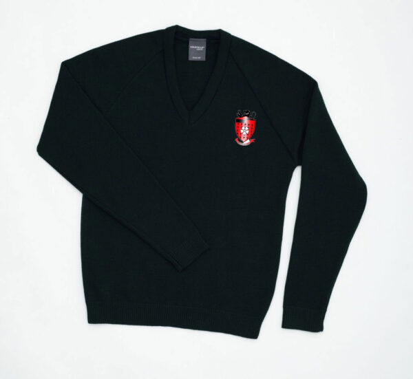 Hornsea V Neck Knitted Jumper with School logo